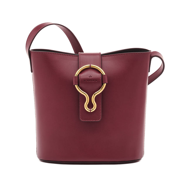 Consuelo | Women's bucket bag in leather color black cherry