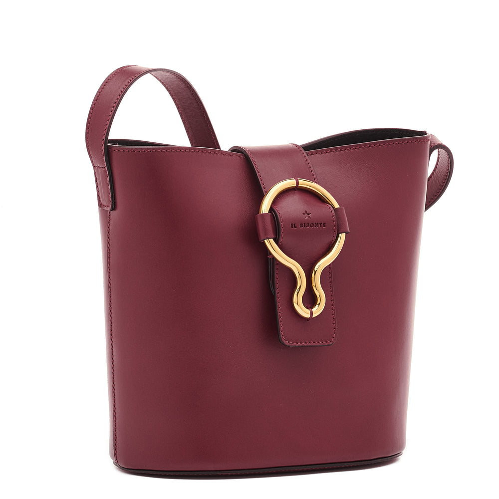 Consuelo | Sac seau pour femme en cuir couleur cerise noire