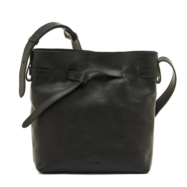 Elisa | Women's bucket bag in leather color black