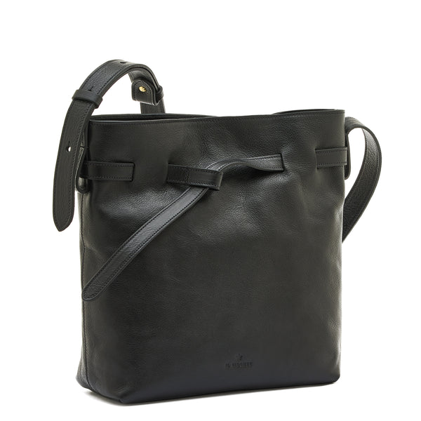 Elisa | Women's bucket bag in leather color black