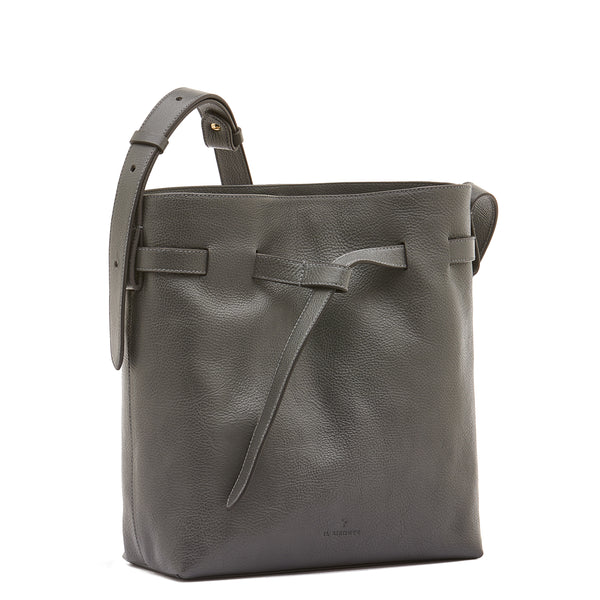 Elisa | Sac seau pour femme en cuir couleur grafite