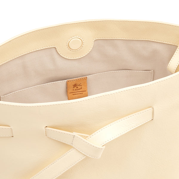 Elisa | Sac seau pour femme en cuir couleur blanc