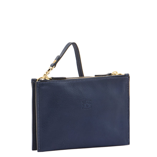 Talamone | Women's clutch bag in leather color blue