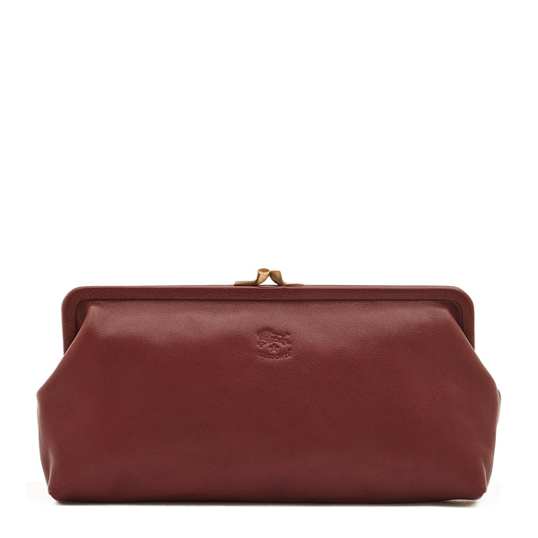 Manuela | Women's clutch bag in leather color black cherry