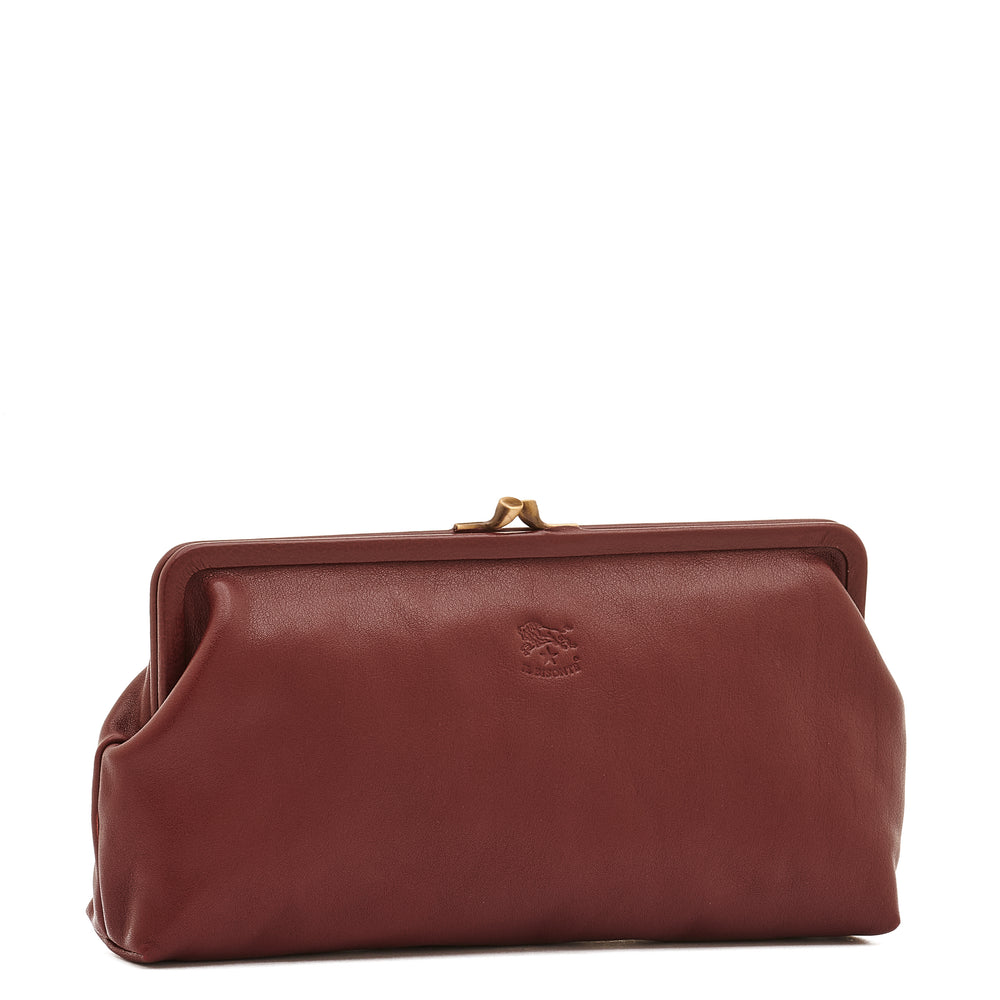 Manuela | Women's clutch bag in leather color black cherry