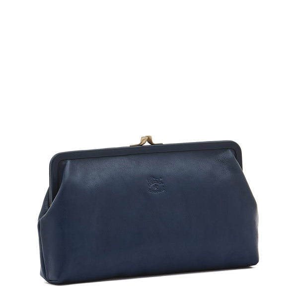 Manuela | Women's clutch bag in leather color blue
