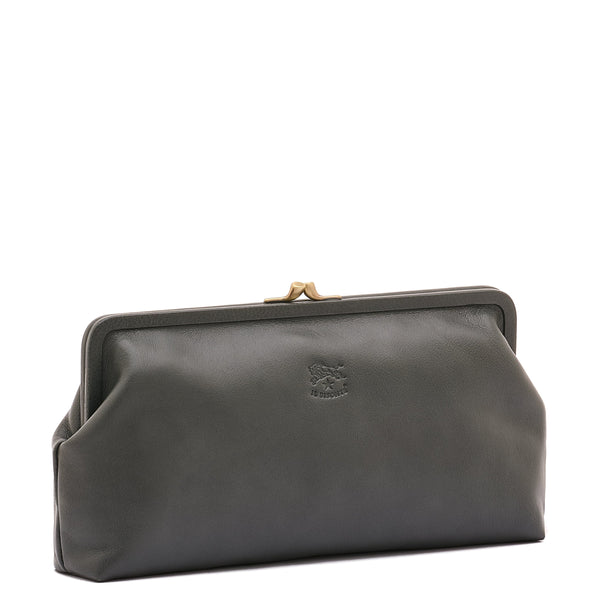 Manuela | Women's clutch bag in leather color grafite