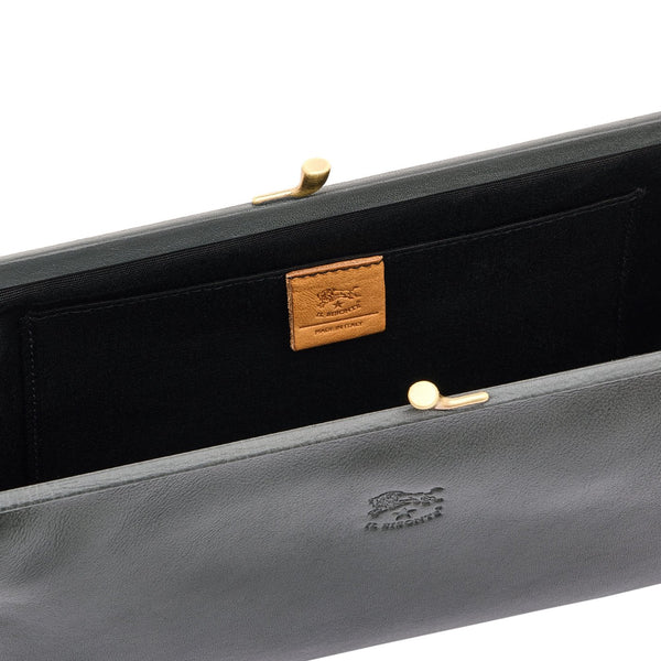 Manuela | Women's clutch bag in leather color grafite