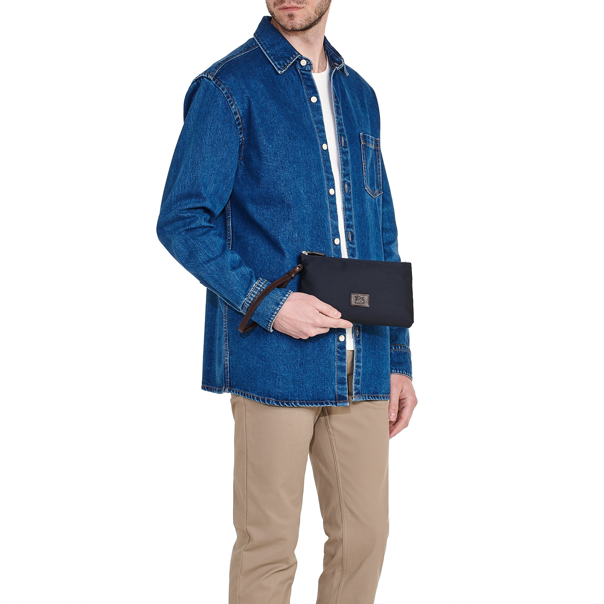Bardi | Men's clutch bag in fabric color blue