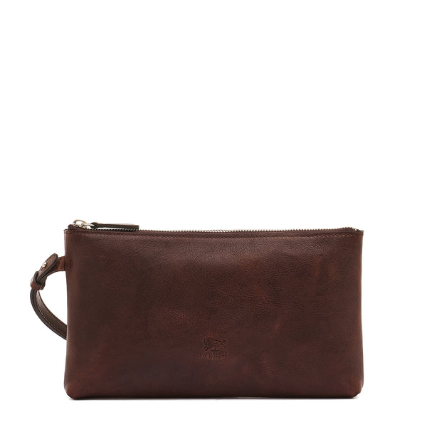 Oriuolo | Pochette da uomo in pelle invecchiata colore caffè