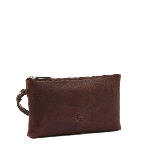 Oriuolo | Pochette da uomo in pelle invecchiata colore caffè