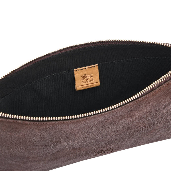 Oriuolo | Pochette da uomo in pelle invecchiata colore caffè
