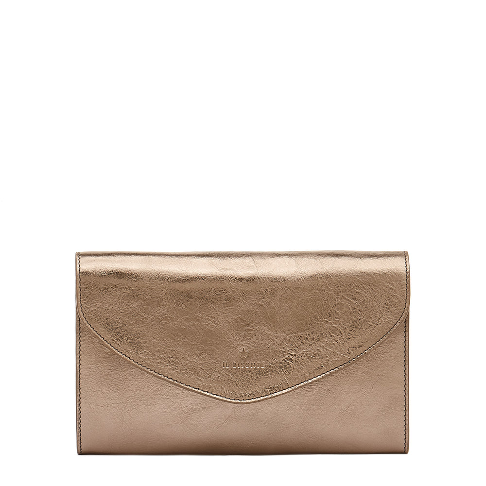 Bigallo | Women's clutch bag in metallic leather color metallic bronze