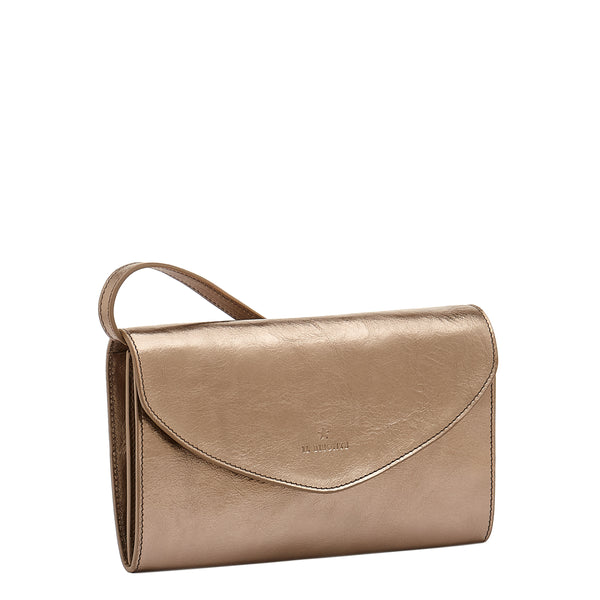 Bigallo | Women's clutch bag in metallic leather color metallic bronze
