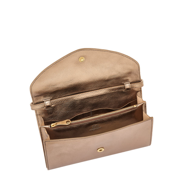 Bigallo | Women's clutch bag in metallic leather color metallic bronze