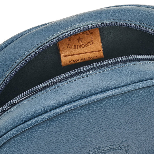 Women's crossbody bag in leather color blue denim