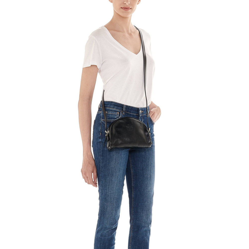 Women's crossbody bag in leather color black