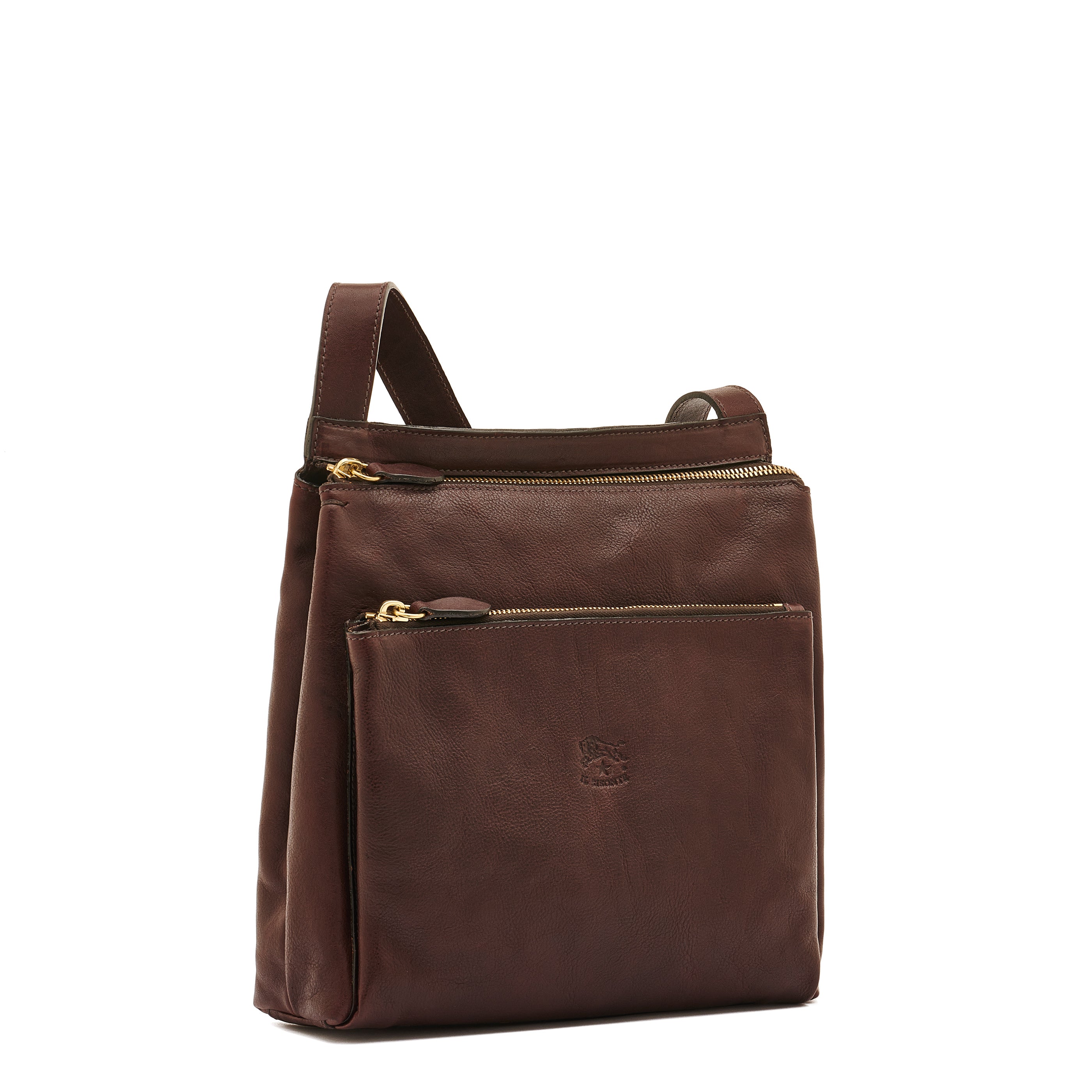 Men's crossbody bag in vintage leather color dark brown