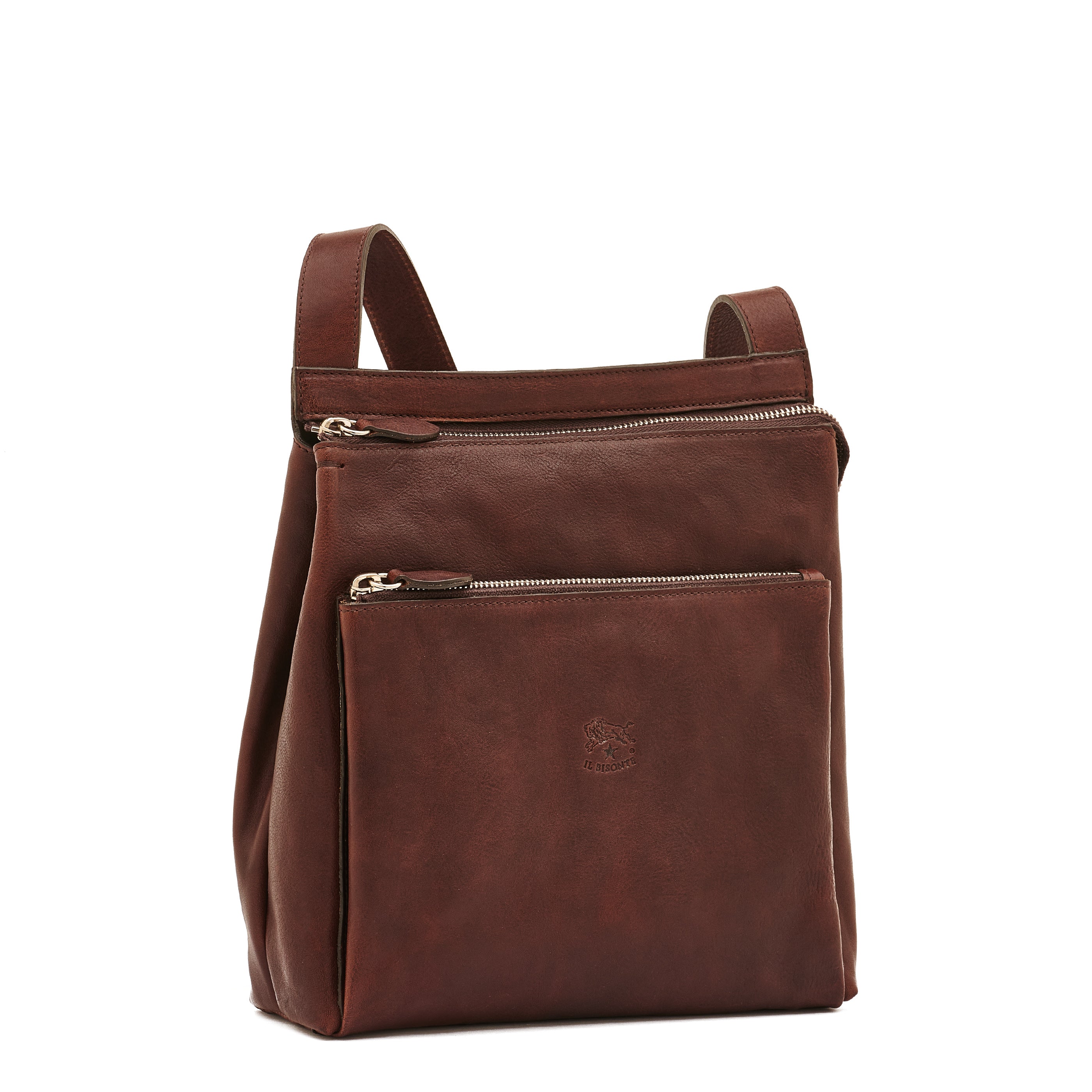 Men's crossbody bag in vintage leather color coffee