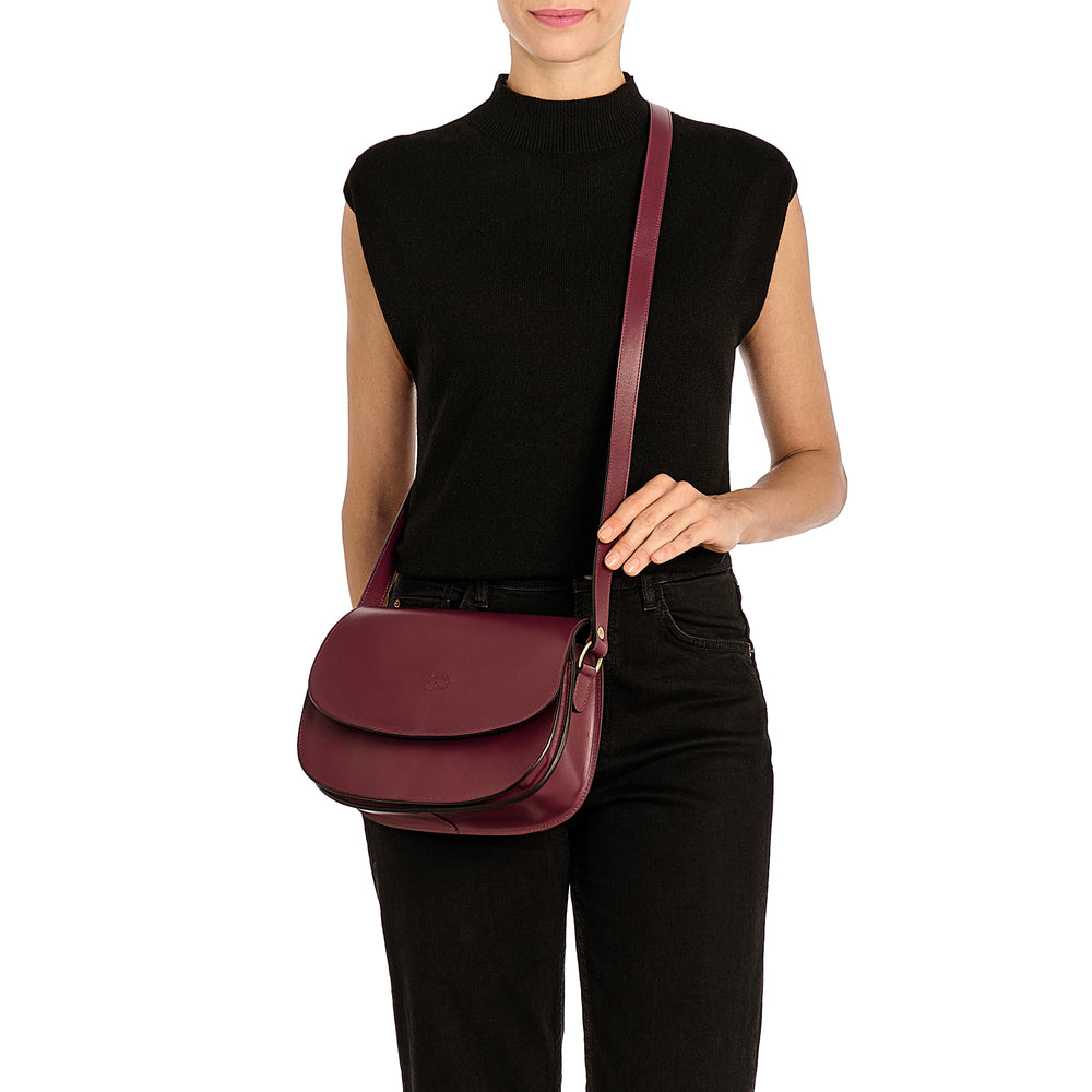 Salina | Sac bandouliere pour femme en cuir couleur cerise noire