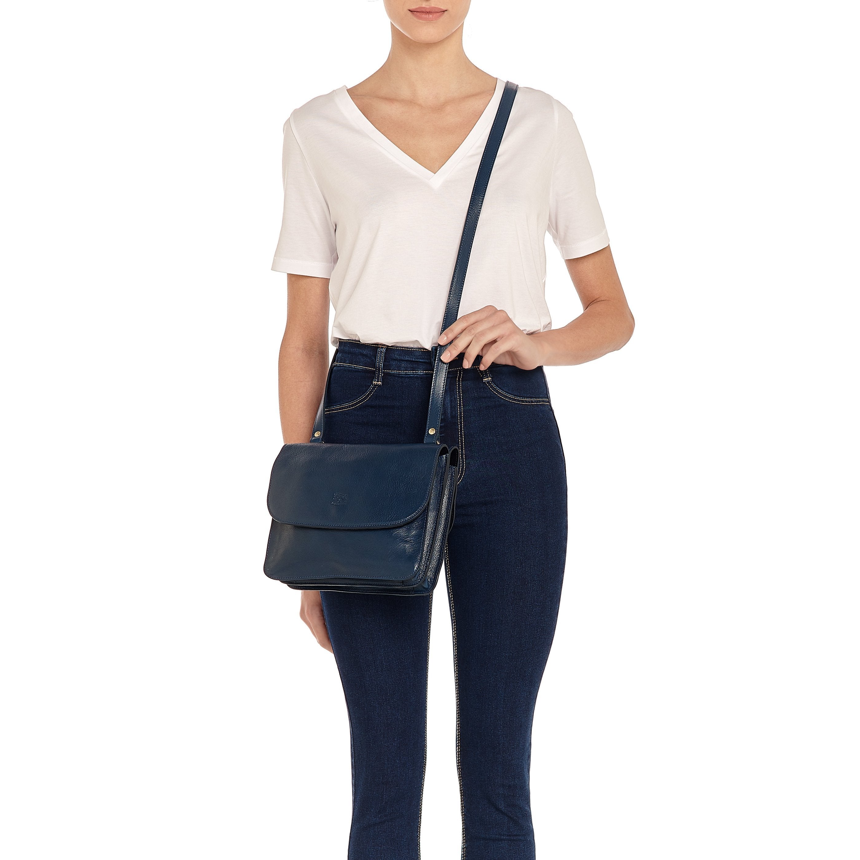 Salina | Women's crossbody bag in leather color blue