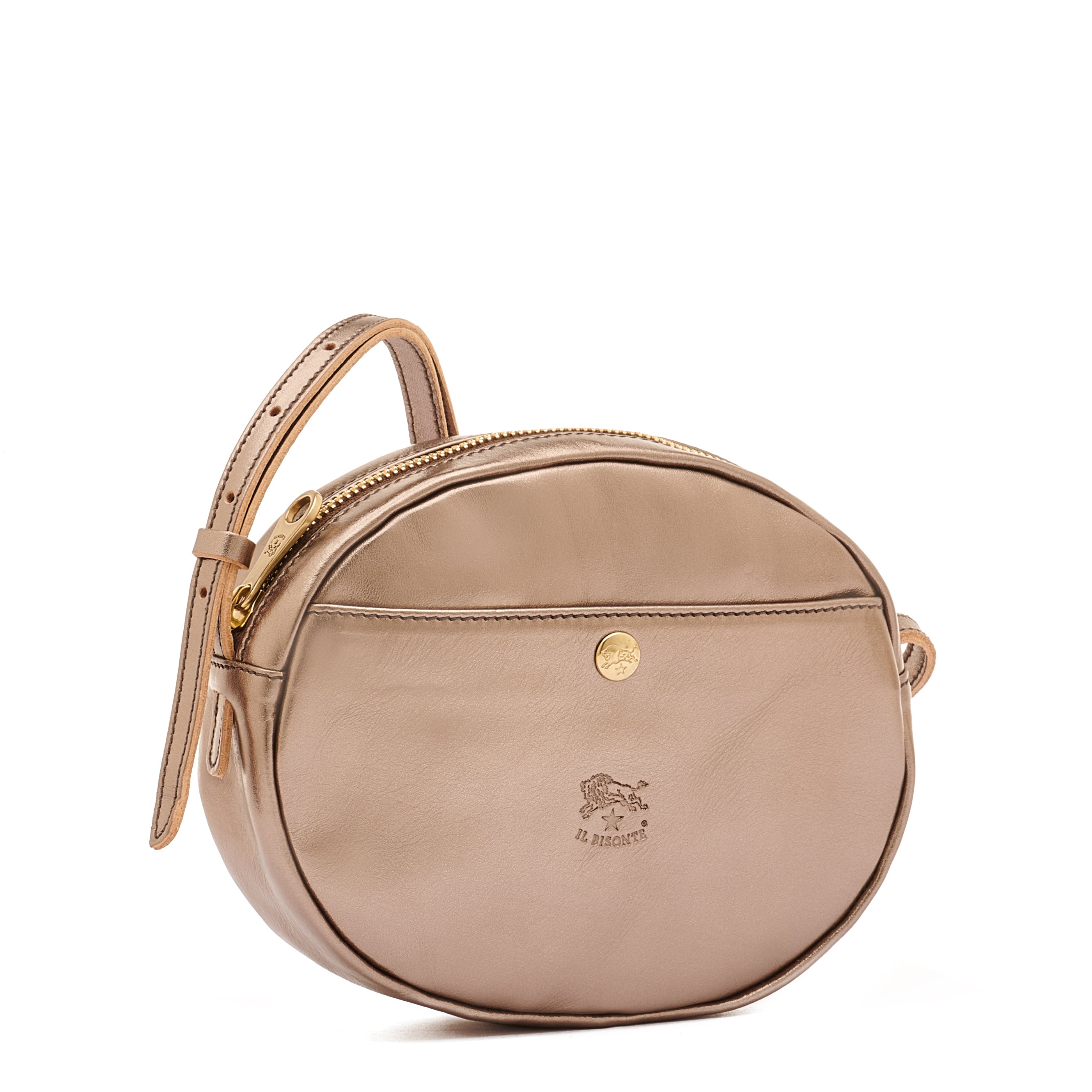 Rubino | Borsa a tracolla da donna in pelle metallizzata colore bronzo metallico