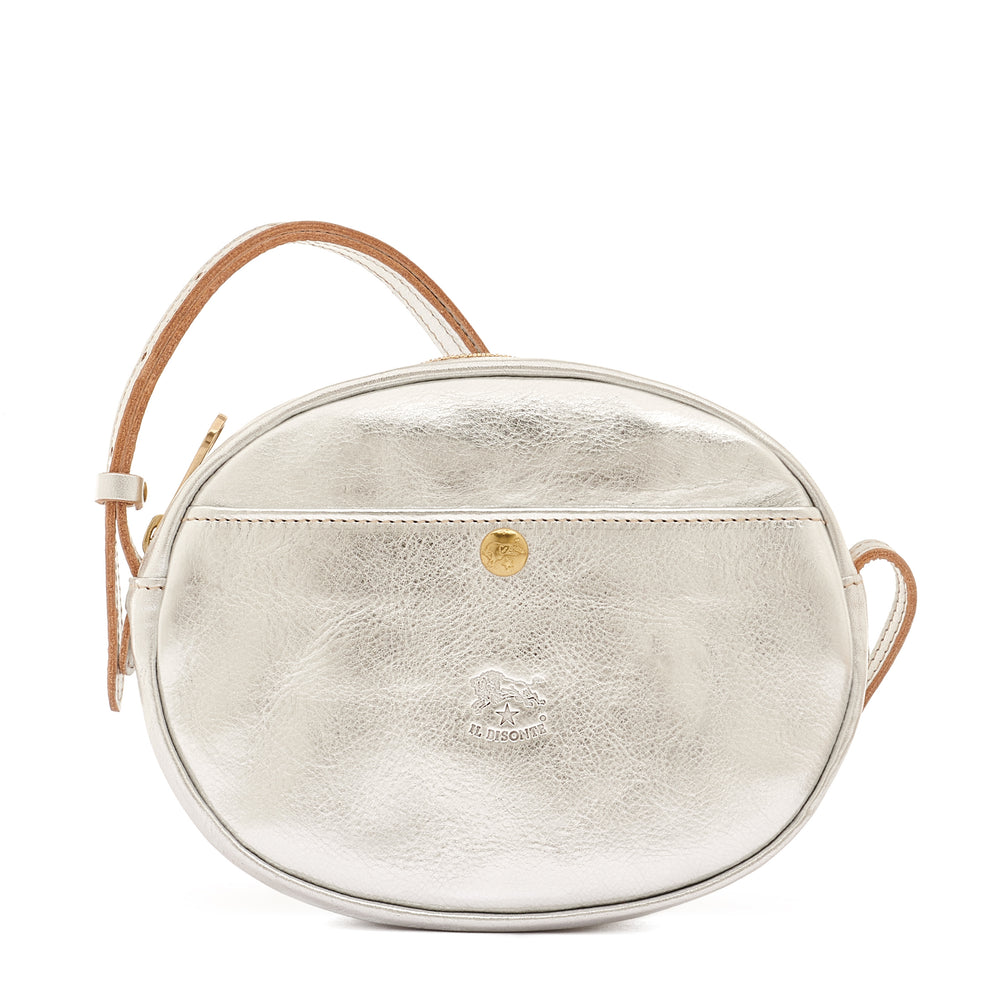 Rubino | Women's crossbody bag in metallic leather color metallic silver