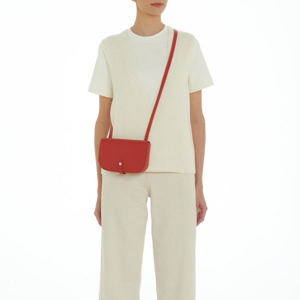 Tondina | Women's crossbody bag in leather color bright red