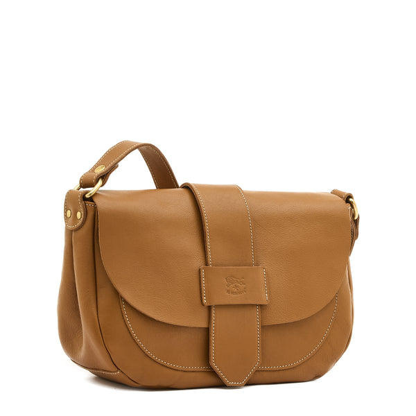 Fausta Medium | Borsa a tracolla da donna in pelle invecchiata colore gianduia