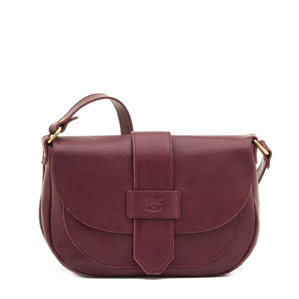 Fausta Medium | Women's crossbody bag in leather color black cherry