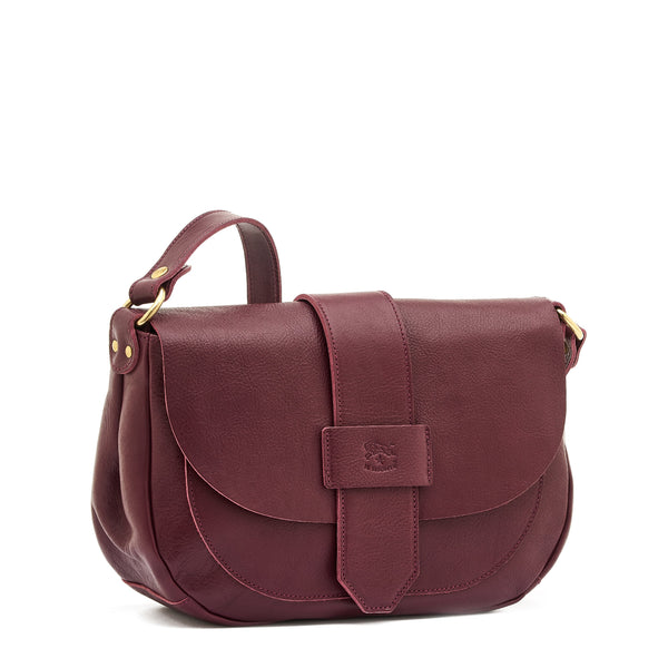 Fausta Medium | Women's crossbody bag in leather color black cherry