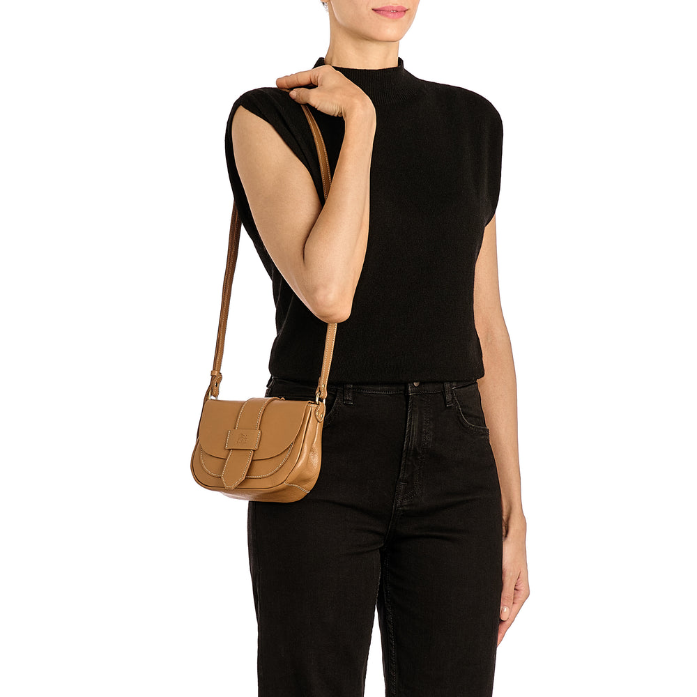 Fausta Small | Women's crossbody bag in vintage leather color gianduia