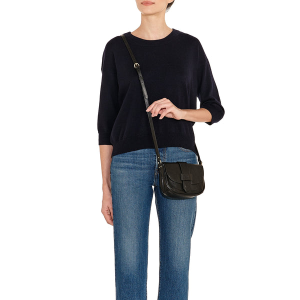 Fausta Small | Women's crossbody bag in leather color black