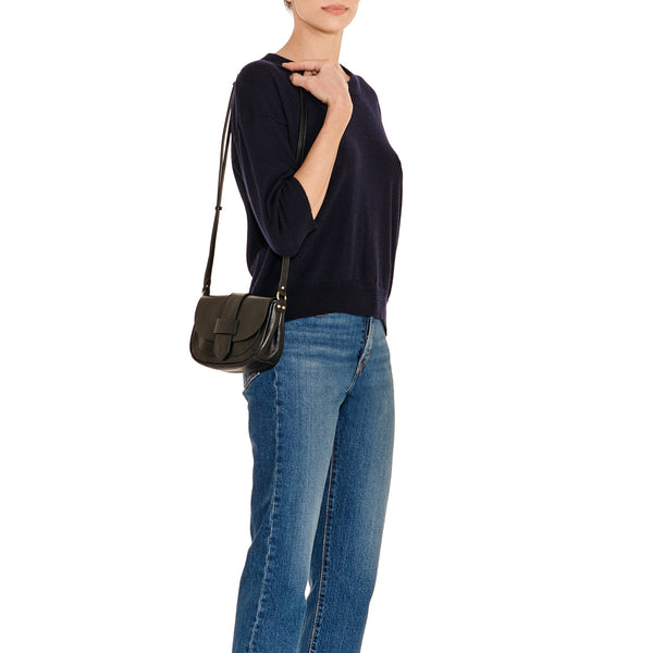 Fausta Small | Women's crossbody bag in leather color black