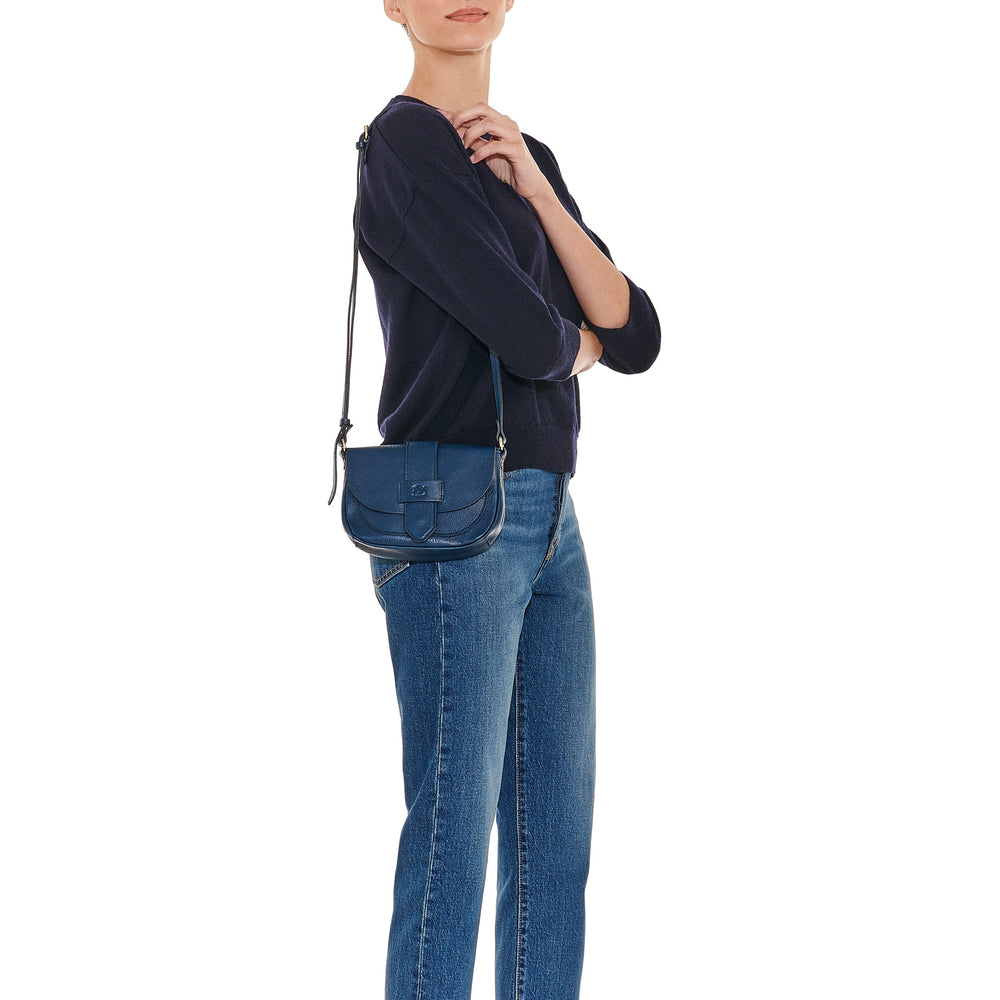 Fausta Small | Sac bandouliere pour femme en cuir couleur bleu