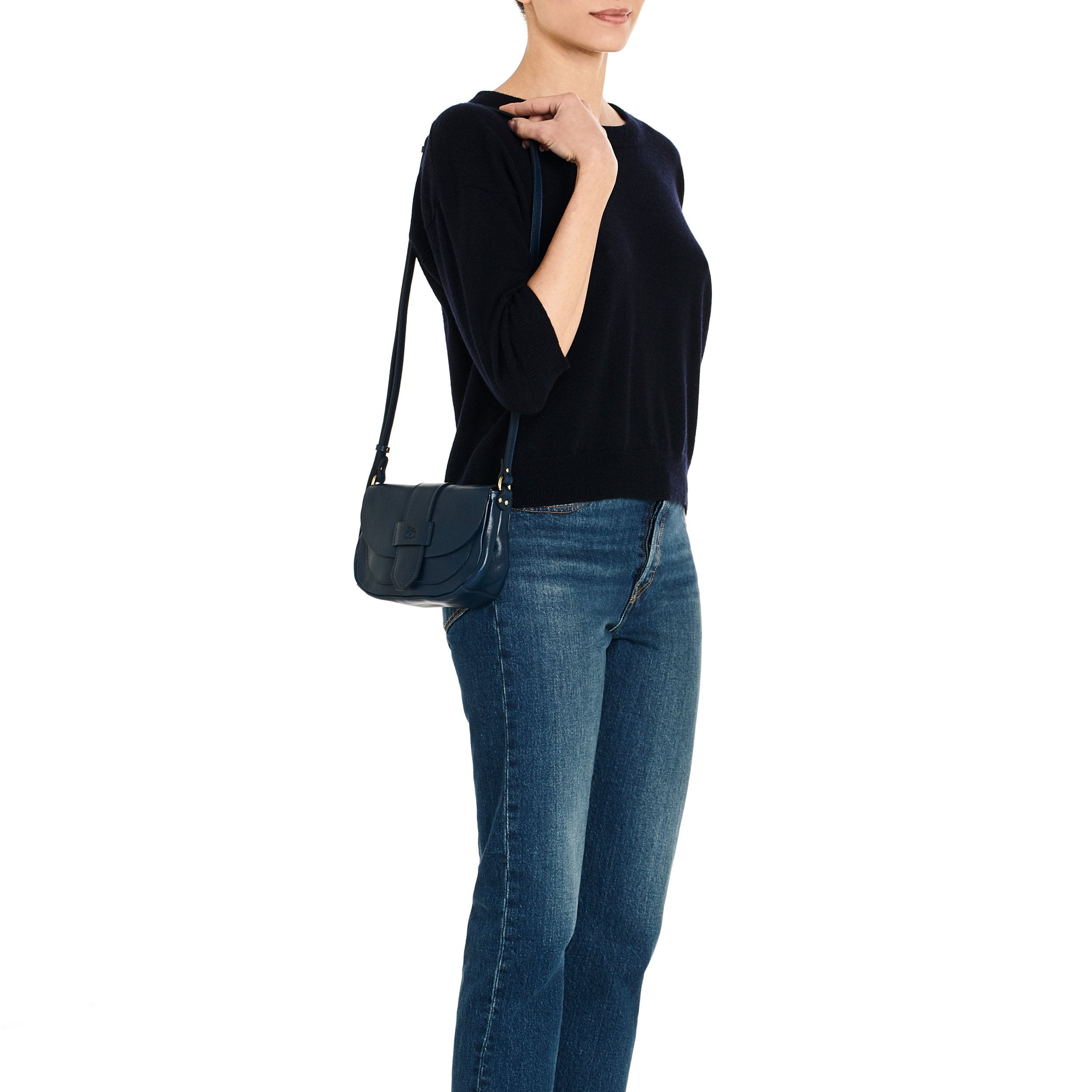 Fausta Small | Sac bandouliere pour femme en cuir couleur bleu