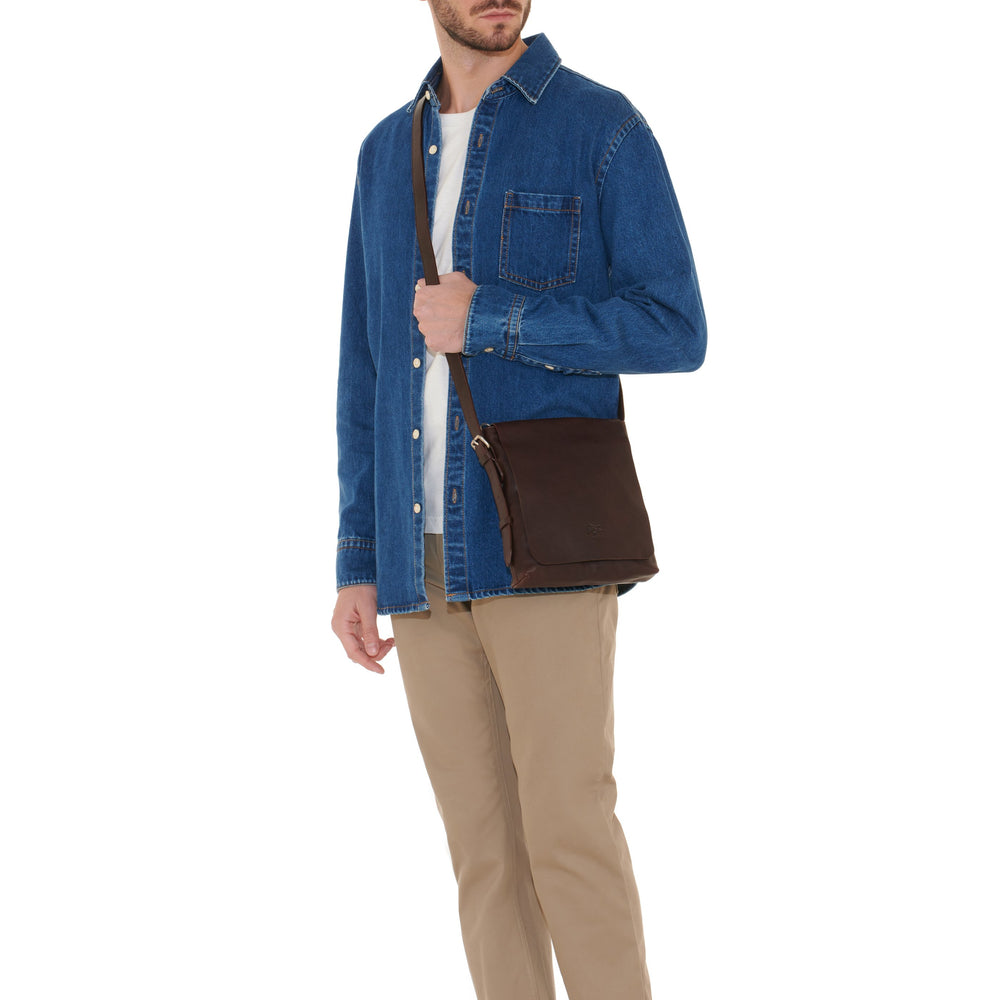 Brolio | Sac bandouliere pour homme en cuir vintage couleur cafè