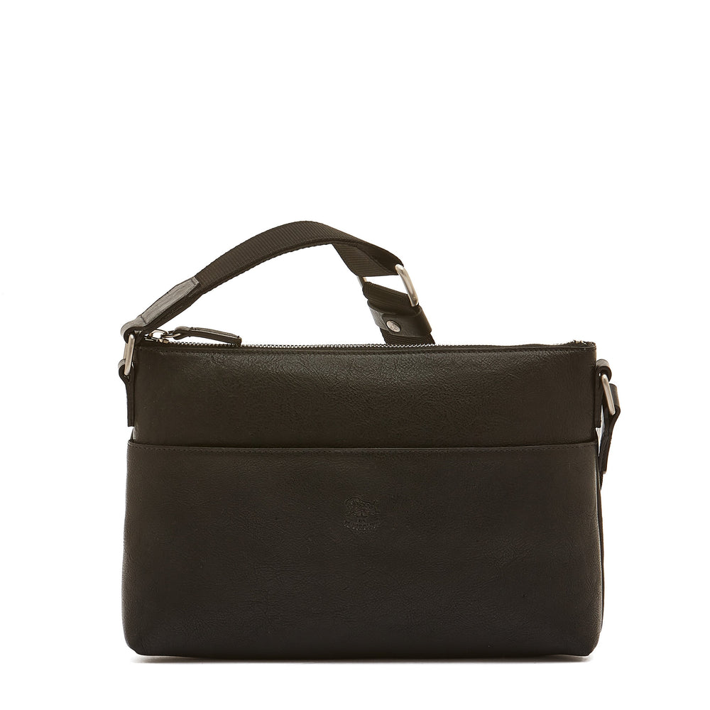 Oriuolo | Men's crossbody bag in vintage leather color black