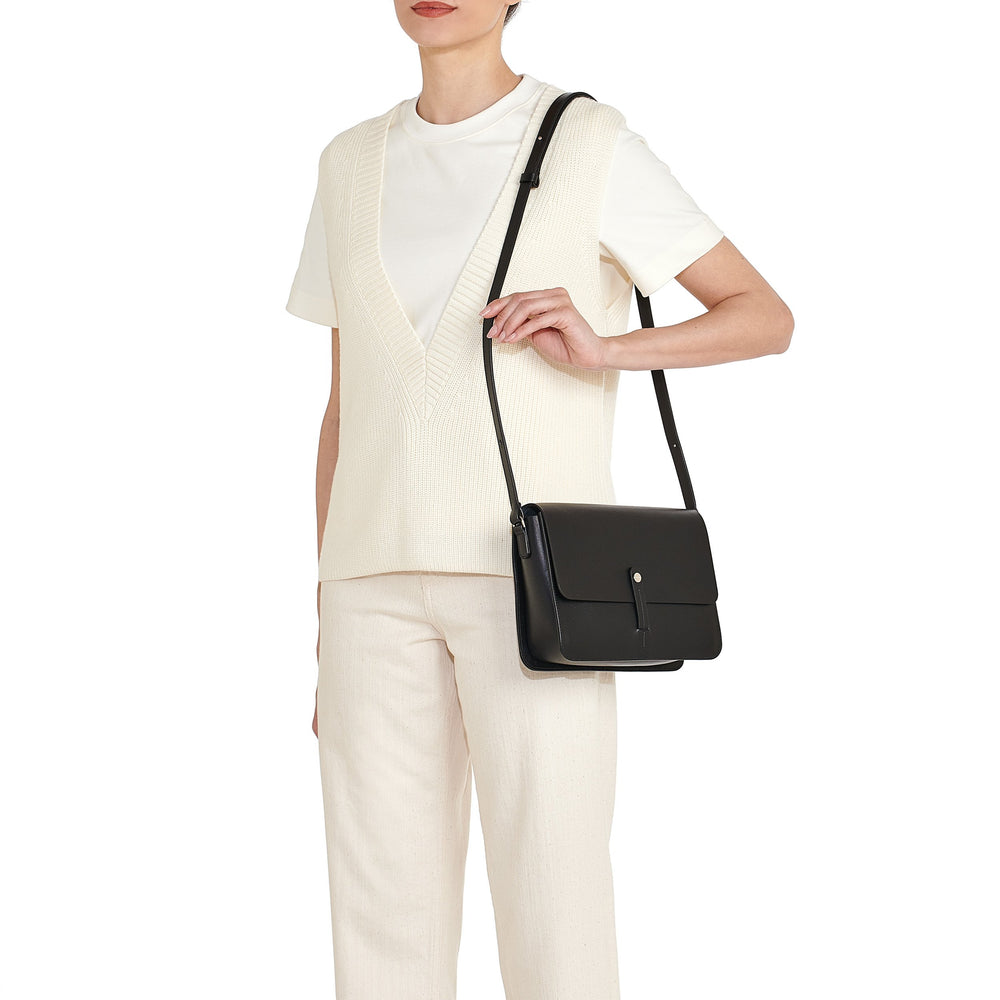 Tondina | Women's crossbody bag in leather color black