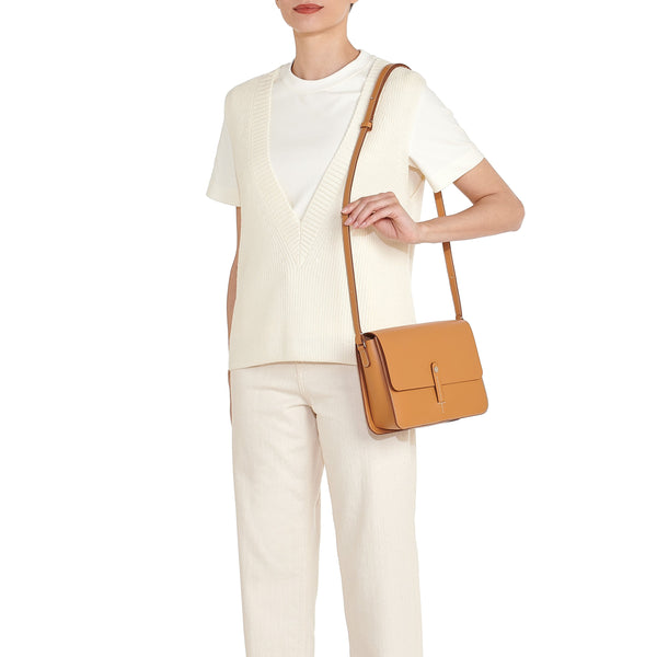 Tondina | Women's crossbody bag in leather color natural