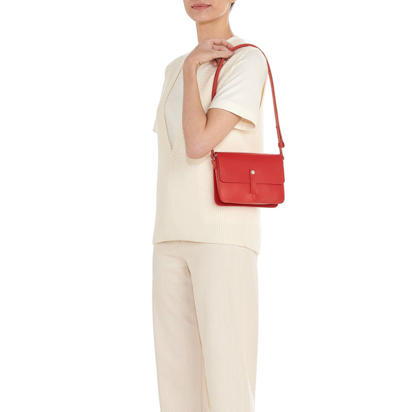 Tondina | Women's crossbody bag in leather color bright red