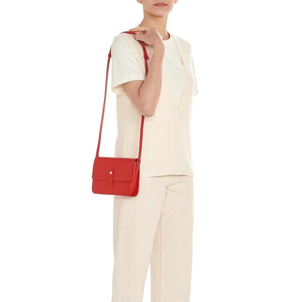 Tondina | Women's crossbody bag in leather color bright red