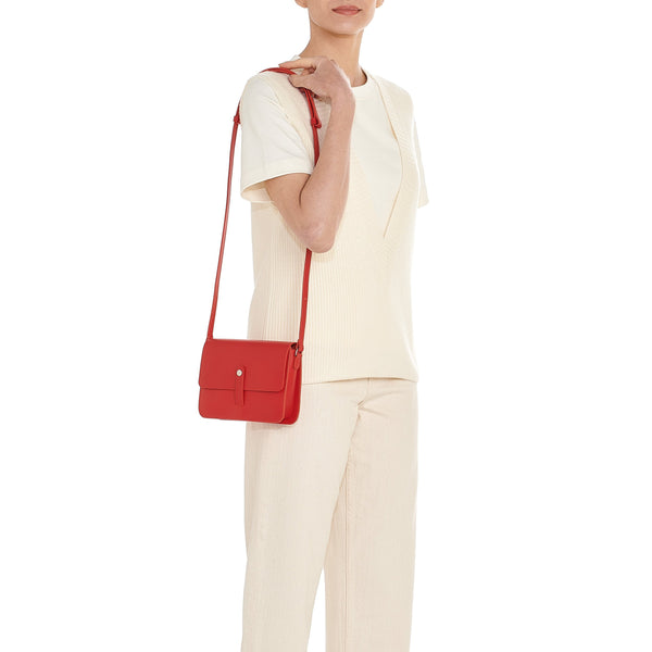 Tondina | Women's crossbody bag in leather color bright red