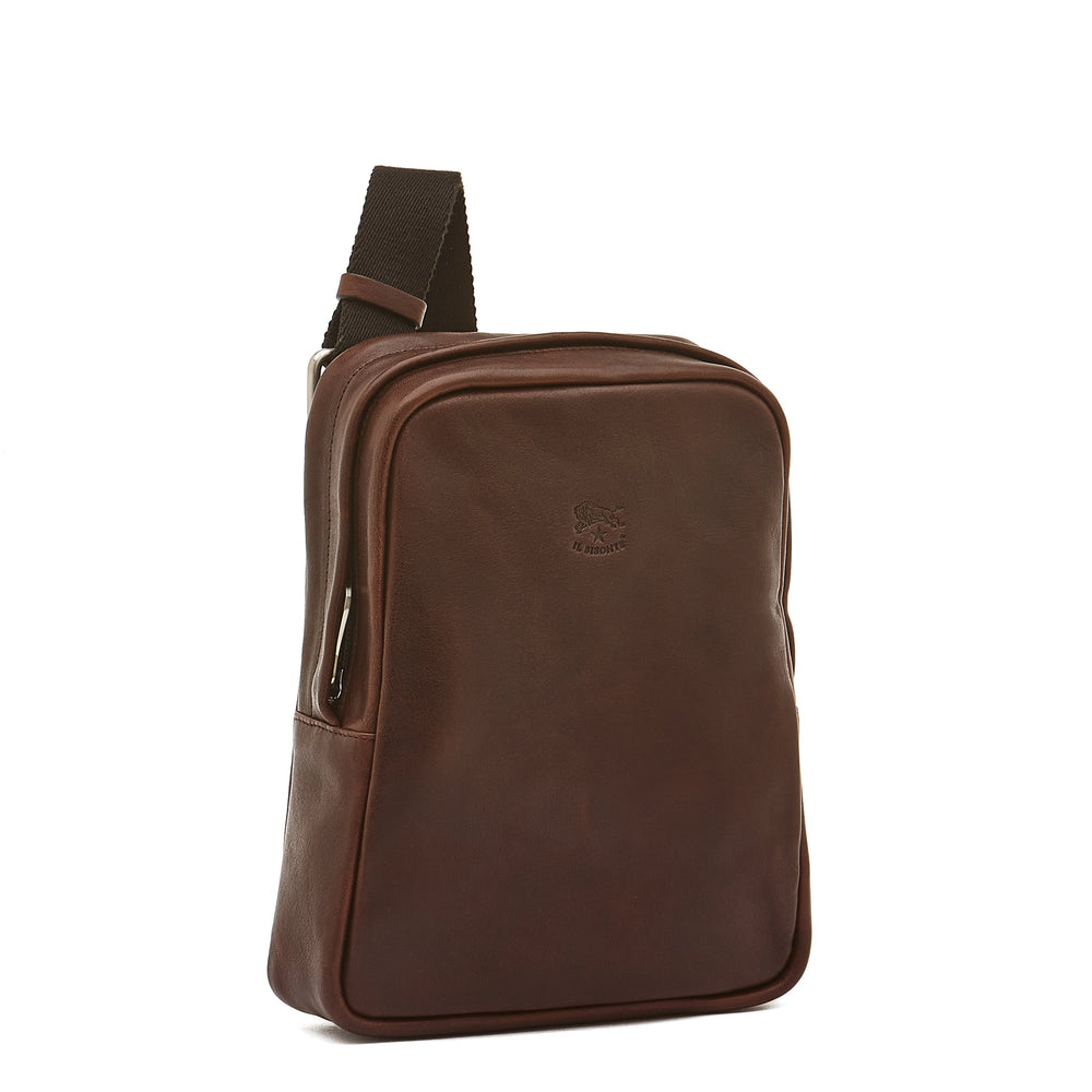 Cestello | Men's crossbody bag in vintage leather color coffee