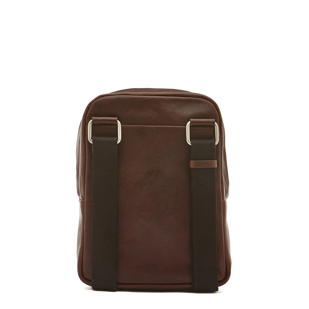 Cestello | Men's crossbody bag in vintage leather color coffee