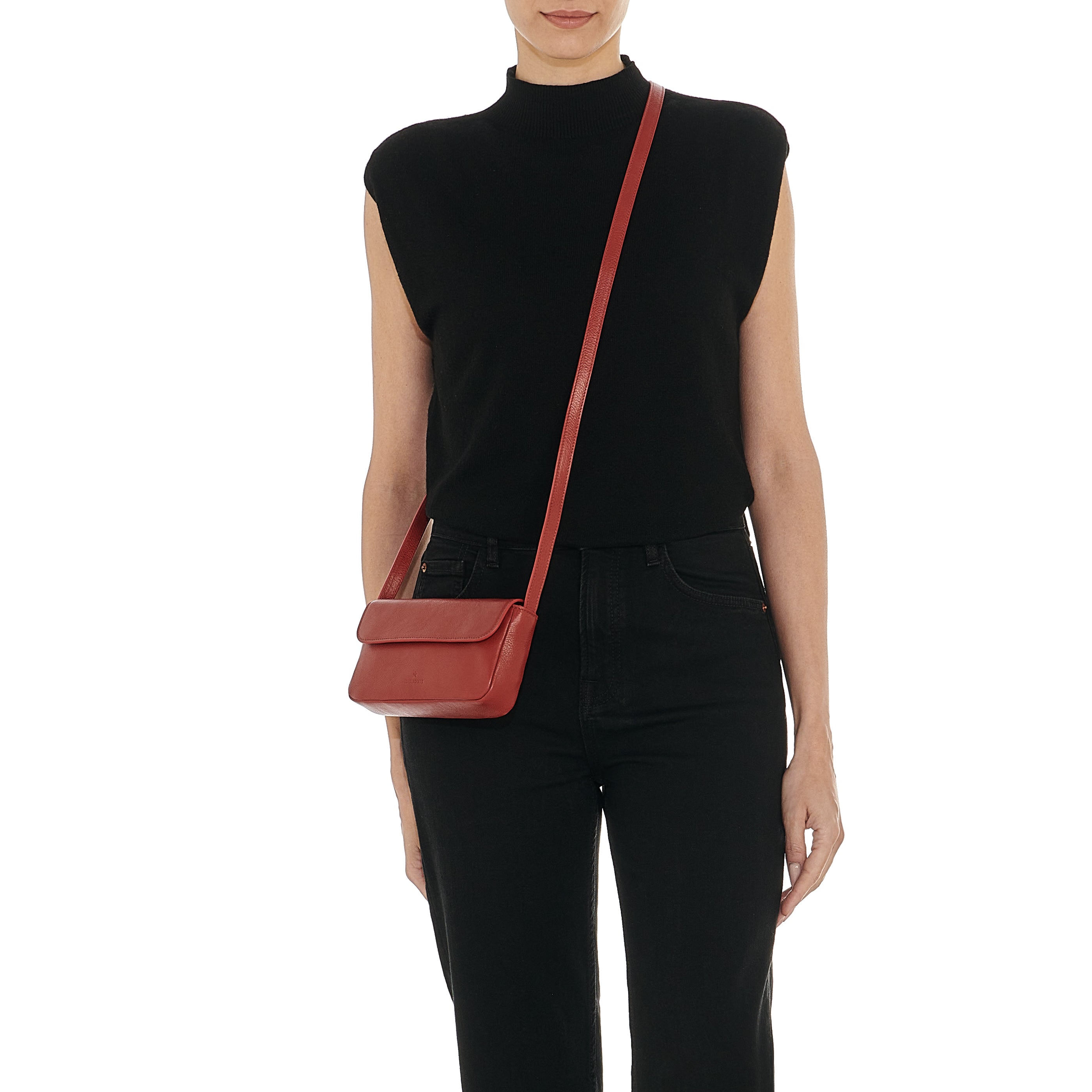 Studio | Sac bandouliere pour femme en cuir couleur rouge