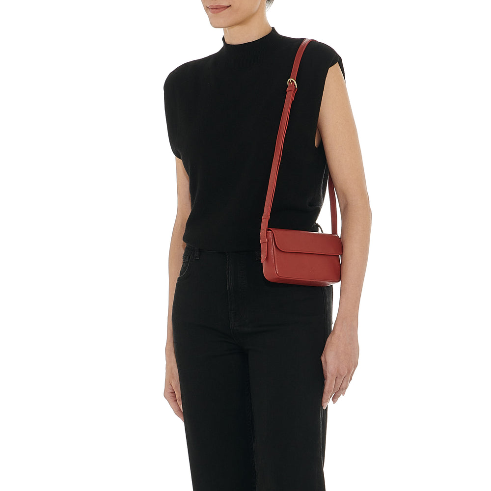 Studio | Sac bandouliere pour femme en cuir couleur rouge