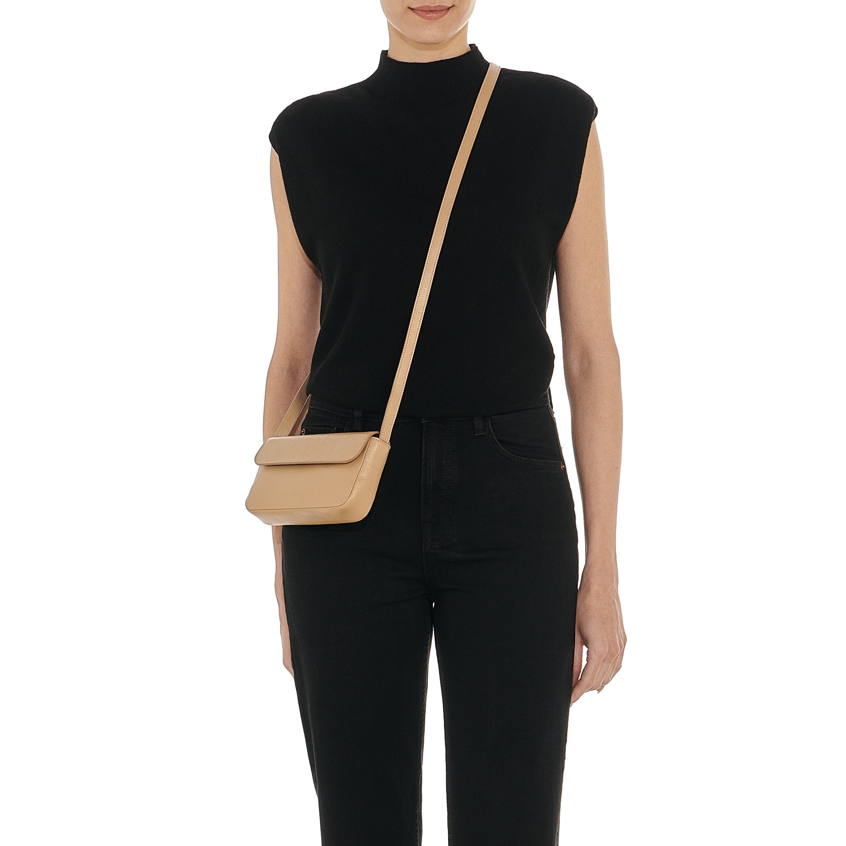 Studio | Sac bandouliere pour femme en cuir couleur cafè au lait