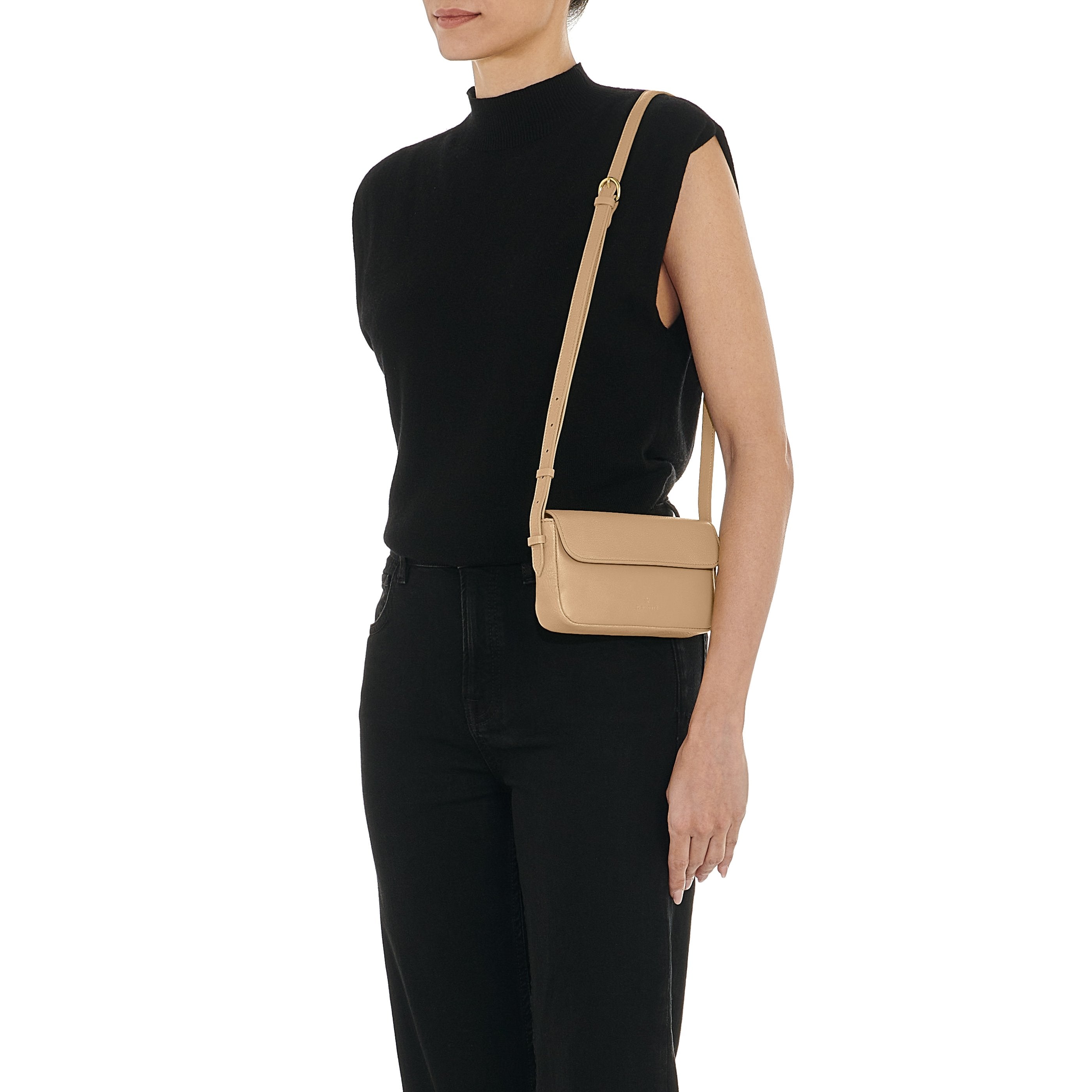 Studio | Sac bandouliere pour femme en cuir couleur cafè au lait