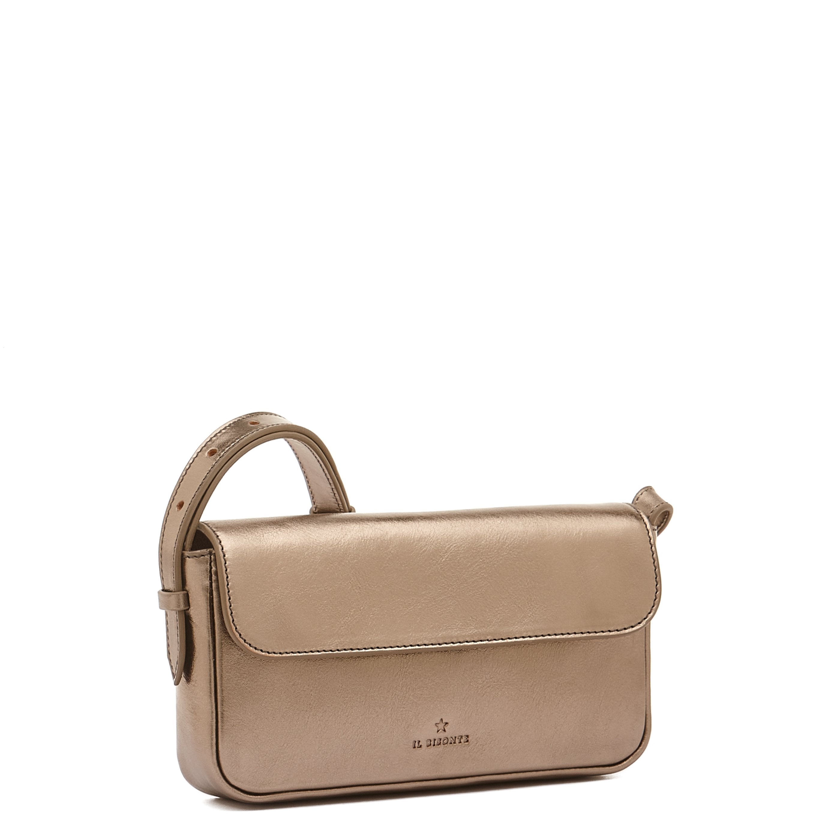 Studio | Sac bandouliere pour femme en cuir métallisé couleur métallique bronze